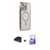 MARSİLYAN™- iPhone 14 Pro Max Kılıf Zirve Doku Prime - Siyah Bilvis 5in1 5D Magic Hayalet Cam Ekran Koruyucu + Gümüş Raze Metal Kamera Lens