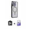 MARSİLYAN™- iPhone 14 Pro Max Kılıf Zirve Doku Prime - Siyah Bilvis 5in1 5D Magic Hayalet Cam Ekran Koruyucu + PVD Metal Kamera Lens - TU