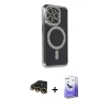 MARSİLYAN™- iPhone 14 Pro Max Kılıf Zirve Doku Prime - Siyah Bilvis 5in1 5D Magic Hayalet Cam Ekran Koruyucu + Raze Metal Kamera Lens - GD