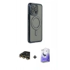 MARSİLYAN™- iPhone 14 Pro Max Kılıf Zirve Doku Prime - Siyah Bilvis 5in1 5D Magic Hayalet Cam Ekran Koruyucu + Raze Metal Kamera Lens - GD