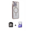 MARSİLYAN™- iPhone 14 Pro Max Kılıf Zirve Doku Prime - Siyah Bilvis 5in1 5D Magic Hayalet Cam Ekran Koruyucu + PVD Metal Kamera Lens - TU