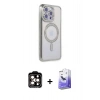 MARSİLYAN™- iPhone 14 Pro Max Kılıf Zirve Doku Prime - Siyah Bilvis 5in1 5D Magic Hayalet Cam Ekran Koruyucu + PVD Metal Kamera Lens - TU