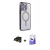 MARSİLYAN™- iPhone 14 Pro Max Kılıf Zirve Doku Prime - Siyah Bilvis 5in1 5D Magic Hayalet Cam Ekran Koruyucu + Raze Metal Kamera Lens - GD