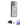MARSİLYAN™- iPhone 14 Pro Max Kılıf Zirve Doku Prime - Siyah Bilvis 5in1 5D Magic Hayalet Cam Ekran Koruyucu + Gümüş Raze Metal Kamera Lens