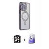 MARSİLYAN™- iPhone 14 Pro Max Kılıf Zirve Doku Prime - Siyah Bilvis 5in1 5D Magic Hayalet Cam Ekran Koruyucu + PVD Metal Kamera Lens - TU