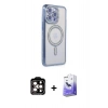 MARSİLYAN™- iPhone 14 Pro Max Kılıf Zirve Doku Prime - Siyah Bilvis 5in1 5D Magic Hayalet Cam Ekran Koruyucu + PVD Metal Kamera Lens - TU