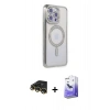 MARSİLYAN™- iPhone 14 Pro Max Kılıf Zirve Doku Prime - Siyah Bilvis 5in1 5D Magic Hayalet Cam Ekran Koruyucu + Raze Metal Kamera Lens - GD