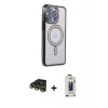 MARSİLYAN™- iPhone 14 Pro Max Kılıf Zirve Doku Prime - Siyah Bilvis Hayalet Cam Ekran Koruyucu + Raze Metal Kamera Lens - GD