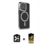 MARSİLYAN™- iPhone 14 Pro Max Kılıf Zirve Doku Prime - Siyah Buffer Cam Ekran Koruyucu + PVD Metal Kamera Lens - TU