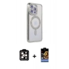 MARSİLYAN™- iPhone 14 Pro Max Kılıf Zirve Doku Prime - Siyah Buffer Hayalet Cam Ekran Koruyucu + PVD Metal Kamera Lens - TU