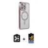 MARSİLYAN™- iPhone 14 Pro Max Kılıf Zirve Doku Prime - Siyah Buffer Hayalet Cam Ekran Koruyucu + PVD Metal Kamera Lens - TU