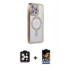 MARSİLYAN™- iPhone 14 Pro Max Kılıf Zirve Doku Prime - Siyah Buffer Hayalet Cam Ekran Koruyucu + PVD Metal Kamera Lens - TU