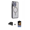 MARSİLYAN™- iPhone 14 Pro Max Kılıf Zirve Doku Prime - Siyah Buffer Hayalet Cam Ekran Koruyucu + Raze Metal Kamera Lens - GS