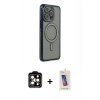 MARSİLYAN™- iPhone 14 Pro Max Kılıf Zirve Doku Prime - Siyah Joko 5D Cam + PVD Metal Kamera Lens - TU
