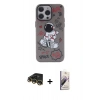MARSİLYAN™- iPhone 14 Pro Max Kılıf Zirve Form Özel Seri - Siyah Bilvis 3D Mat Cam Ekran Koruyucu + Gold Raze Metal Kamera Lens