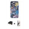 MARSİLYAN™- iPhone 14 Pro Max Kılıf Zirve Form Özel Seri - Siyah Bilvis 3D Mat Cam Ekran Koruyucu + Gold Raze Metal Kamera Lens