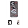 MARSİLYAN™- iPhone 14 Pro Max Kılıf Zirve Form Özel Seri - Siyah Bilvis 3D Mat Cam Ekran Koruyucu + PVD Metal Kamera Lens - TU