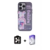 MARSİLYAN™- iPhone 14 Pro Max Kılıf Zirve Form Özel Seri - Siyah Bilvis 5in1 3D Magic Cam Ekran Koruyucu + PVD Metal Kamera Lens - TU