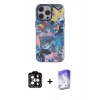 MARSİLYAN™- iPhone 14 Pro Max Kılıf Zirve Form Özel Seri - Siyah Bilvis 5in1 3D Magic Cam Ekran Koruyucu + PVD Metal Kamera Lens - TU