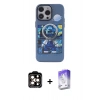 MARSİLYAN™- iPhone 14 Pro Max Kılıf Zirve Form Özel Seri - Siyah Bilvis 5in1 3D Magic Cam Ekran Koruyucu + Turuncu PVD Metal Kamera Lens