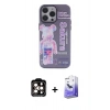 MARSİLYAN™- iPhone 14 Pro Max Kılıf Zirve Form Özel Seri - Siyah Bilvis 5in1 5D Magic Hayalet Cam Ekran Koruyucu + PVD Metal Kamera Lens - TU