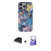 MARSİLYAN™- iPhone 14 Pro Max Kılıf Zirve Form Özel Seri - Siyah Bilvis 5in1 5D Magic Hayalet Cam Ekran Koruyucu + Gümüş Raze Metal Kamera Lens