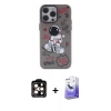 MARSİLYAN™- iPhone 14 Pro Max Kılıf Zirve Form Özel Seri - Siyah Bilvis 5in1 5D Magic Hayalet Cam Ekran Koruyucu + PVD Metal Kamera Lens - TU