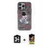 MARSİLYAN™- iPhone 14 Pro Max Kılıf Zirve Form Özel Seri - Siyah Buffer Cam Ekran Koruyucu + PVD Metal Kamera Lens - TU