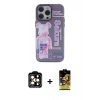 MARSİLYAN™- iPhone 14 Pro Max Kılıf Zirve Form Özel Seri - Siyah Buffer Cam Ekran Koruyucu + PVD Metal Kamera Lens - TU