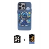 MARSİLYAN™- iPhone 14 Pro Max Kılıf Zirve Form Özel Seri - Siyah Buffer Hayalet Cam Ekran Koruyucu + PVD Metal Kamera Lens - TU