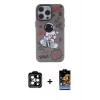 MARSİLYAN™- iPhone 14 Pro Max Kılıf Zirve Form Özel Seri - Siyah Buffer Hayalet Cam Ekran Koruyucu + PVD Metal Kamera Lens - TU