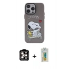 MARSİLYAN™- iPhone 14 Pro Max Kılıf Zirve Form Özel Seri - Siyah Polymer Nano Ekran Koruyucu + Turuncu PVD Metal Kamera Lens
