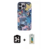 MARSİLYAN™- iPhone 14 Pro Max Kılıf Zirve Form Özel Seri - Siyah Polymer Nano Ekran Koruyucu + Turuncu PVD Metal Kamera Lens