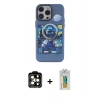 MARSİLYAN™- iPhone 14 Pro Max Kılıf Zirve Form Özel Seri - Siyah Polymer Nano Ekran Koruyucu + Turuncu PVD Metal Kamera Lens