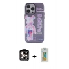 MARSİLYAN™- iPhone 14 Pro Max Kılıf Zirve Form Özel Seri - Siyah Polymer Nano Ekran Koruyucu + Turuncu PVD Metal Kamera Lens