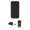 MARSİLYAN™- iPhone 14 Pro Max Kılıf Zirve Işık Serisi - Şeffaf 360 Full Body Arka Koruyucu + Raze Metal Kamera Lens - GS