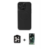 MARSİLYAN™- iPhone 14 Pro Max Kılıf Zirve Işık Serisi - Şeffaf 360 Full Body Arka Koruyucu + PVD Metal Kamera Lens - TU