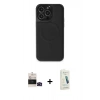 MARSİLYAN™- iPhone 14 Pro Max Kılıf Zirve Işık Serisi - Şeffaf Pasifik Cam Ekran Koruyucu + Bilvis Titan Kamera Lens - SH