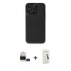 MARSİLYAN™- iPhone 14 Pro Max Kılıf Zirve Işık Serisi - Şeffaf Pasifik Cam Ekran Koruyucu + Derin Mor Bilvis Titan Kamera Lens