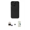 MARSİLYAN™- iPhone 14 Pro Max Kılıf Zirve Işık Serisi - Şeffaf Pasifik Cam Ekran Koruyucu + Bilvis Titan Kamera Lens - GS