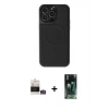 MARSİLYAN™- iPhone 14 Pro Max Kılıf Zirve Işık Serisi - Siyah 360 Mat Full Body Arka Koruyucu + Bilvis Titan Kamera Lens - GS