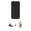 MARSİLYAN™- iPhone 14 Pro Max Kılıf Zirve Işık Serisi - Siyah 6D Mat Seramik Hayalet Nano Ekran Koruyucu + Bilvis Titan Kamera Lens - GD