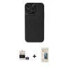 MARSİLYAN™- iPhone 14 Pro Max Kılıf Zirve Işık Serisi - Siyah 6D Mat Seramik Hayalet Nano Ekran Koruyucu + Bilvis Titan Kamera Lens - GS
