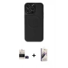 MARSİLYAN™- iPhone 14 Pro Max Kılıf Zirve Işık Serisi - Siyah Bilvis 3D Mat Cam Ekran Koruyucu + Bilvis Titan Kamera Lens - SH