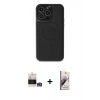 MARSİLYAN™- iPhone 14 Pro Max Kılıf Zirve Işık Serisi - Siyah Bilvis 3D Mat Cam Ekran Koruyucu + Bilvis Titan Kamera Lens - GS