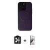 MARSİLYAN™- iPhone 14 Pro Max Kılıf Zirve Işık Serisi - Siyah Bilvis 3D Mat Cam Ekran Koruyucu + PVD Metal Kamera Lens - TU