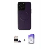 MARSİLYAN™- iPhone 14 Pro Max Kılıf Zirve Işık Serisi - Siyah Bilvis 5in1 3D Magic Cam Ekran Koruyucu + Derin Mor Bilvis Titan Kamera Lens