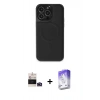 MARSİLYAN™- iPhone 14 Pro Max Kılıf Zirve Işık Serisi - Siyah Bilvis 5in1 3D Magic Cam Ekran Koruyucu + Derin Mor Bilvis Titan Kamera Lens