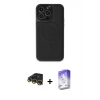 MARSİLYAN™- iPhone 14 Pro Max Kılıf Zirve Işık Serisi - Siyah Bilvis 5in1 3D Magic Cam Ekran Koruyucu + Raze Metal Kamera Lens - GD