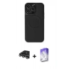 MARSİLYAN™- iPhone 14 Pro Max Kılıf Zirve Işık Serisi - Siyah Bilvis 5in1 3D Magic Cam Ekran Koruyucu + Raze Metal Kamera Lens - GS